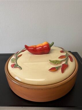 Clay Art “Serrano” Hand Painted Ceramic Tortilla Warmer - Gently Used